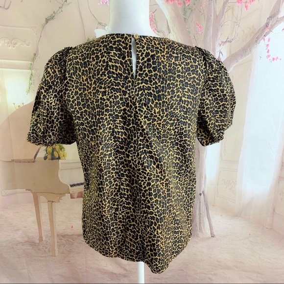 J Crew Puff-sleeve top in leopard print cotton pop - Picture 7 of 10
